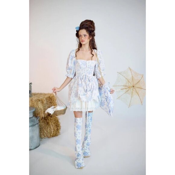 💕SELKIE💕 The Bed & Breakfast Kiera Dress ~ Blue Floral Print XXL - Picture 6 of 16